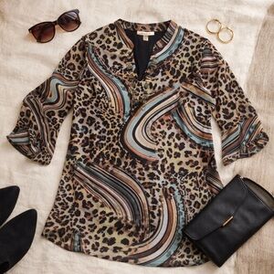 JM Collection Leopard Print Tunic Top – Size 8